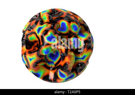 common colorful dangerous virus or bacteria close up isolated on white background 3d render Stock Photo