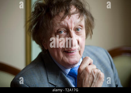 Veteran British comedian and singer songwriter Ken Dodd, pictured in his home city of Liverpool during a break in touring. Dodd has had many recording hits, charting on nineteen occasions in the UK Top 40 since the early 1960s. He played to sell-out audiences at concerts across the UK and made numerous television appearances. Stock Photo