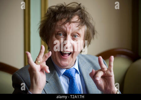 Veteran British comedian and singer songwriter Ken Dodd, pictured in his home city of Liverpool during a break in touring. Dodd has had many recording hits, charting on nineteen occasions in the UK Top 40 since the early 1960s. He played to sell-out audiences at concerts across the UK and made numerous television appearances. Stock Photo