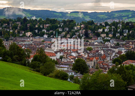 General map of the beautiful Swiss city of St Gallen. St. Gallen or traditionally is a Swiss town and the capital of the canton of St. Gallen. It evol Stock Photo