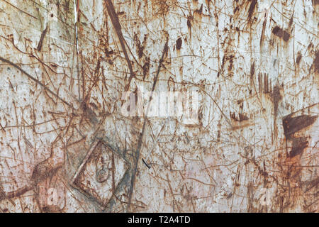 Abstract rusting scratches on industrial side panel metal surface. Metaphor scratches and scrapes, rusty, wearing out, damaged goods, wear and tear Stock Photo