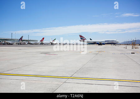 Parked planes Cape Town International Airport Stock Photo