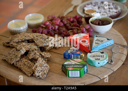 Party snacks, cheese board Stock Photo