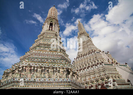 Prangs of Wat Arun in Bangkok, Thailand. Stock Photo