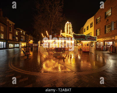 A fairground attraction in York after a heavy rain fall. Stock Photo