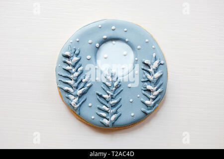 Holiday theme biscuit / snow trees festive cookie Stock Photo