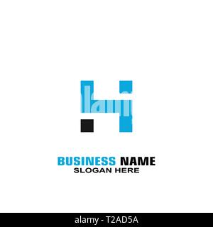 letter H4 graphic logo template, square graphic logo, flat design. Stock Vector