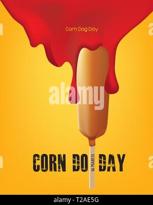 The poster for the holiday on March Corn Dog Day Stock Vector