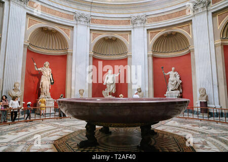 Rome, Italy - June 22, 2018: Panoramic view of interior and architectural details of the gallery of Vatican Museum Stock Photo