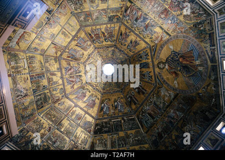 Florence, Italy - June 24, 2018: Panoramic view of interior of Florence Baptistery (Battistero di San Giovanni) on Piazza del Duomo. It is religious b Stock Photo