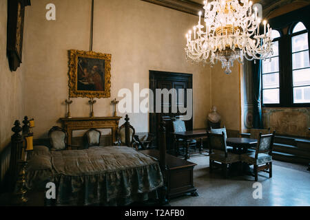 Florence, Italy - June 25, 2018: Panoramic view of interior of Palazzo Medici, also called Palazzo Medici Riccardi. It is Renaissance palace in Floren Stock Photo