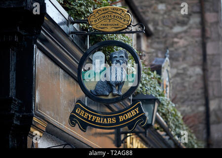 Edinburgh capital of Scotland landmark Skye Terrier Greyfriars Bobby  pub sign