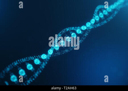 Artifical intelegence DNA molecule. DNA is converted into a digital code. Digital code genome. Abstract technology science, concept artifical Dna. DNA Stock Photo
