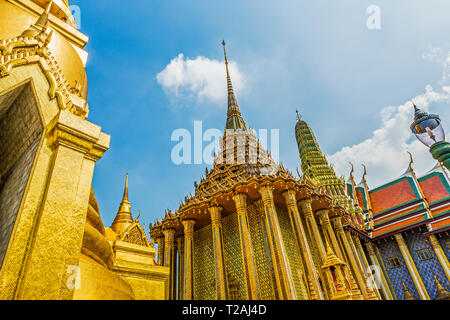 Low angle view of Wat Phra Kaew in Bangkok, Thailand Stock Photo
