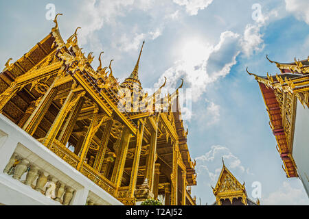 Low angle view of Wat Phra Kaew in Bangkok, Thailand Stock Photo