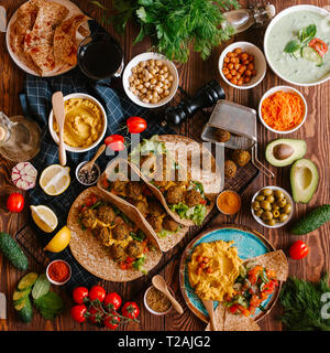 Falafel wraps with ingredients Stock Photo