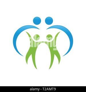 Happy Family Protection Swoosh People Vector Symbol Graphic Logo Design Template Stock Vector