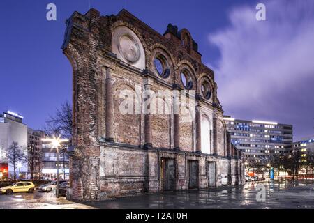 18.03.2019, Germany Berlin: The remains of the Berlins Anhalter Bahnhof. Once one of Berlins most important railway stations. The building was heavily damadged in air raids in World War II and demolished soon after. (long time exposure) | usage worldwide Stock Photo