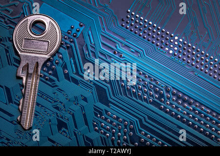 Background image of key on a microchip Stock Photo
