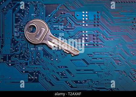 Background image of key on a microchip Stock Photo