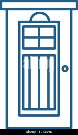 Interroom door line icon concept. Interroom door flat  vector symbol, sign, outline illustration. Stock Vector