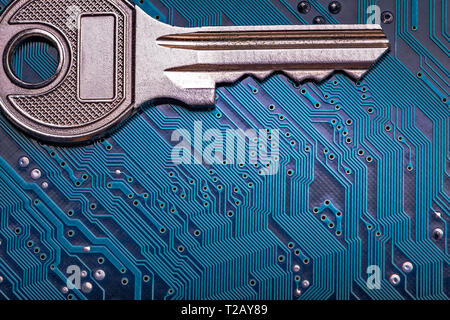 Background image of key on a microchip Stock Photo