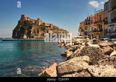 historic Aragonese Castle in the Ischia Ponte area. Ischia Island in the Bay of Naples. italy Stock Photo