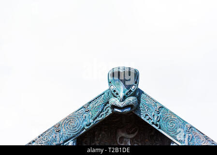 The traditional construction of Maori for the storage of supplies, Rotorua, New Zealand. Close-up Stock Photo