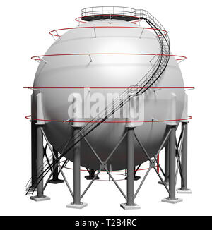 Spherical gas tank. 3D illustration Stock Photo