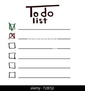 To do list. Doodle design. Vector illustration. Empty planner. Stock Vector