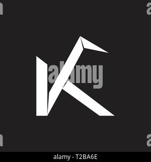 letter k simple paper fold education logo vector Stock Vector
