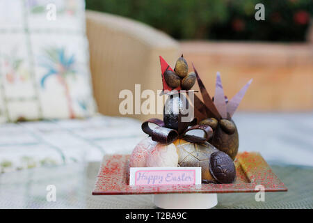 Decorated Easter eggs for sale. Stock Photo