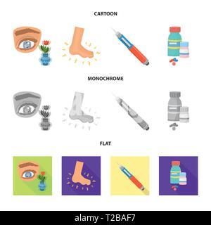 eye,foot,insulin,bottle,poor,flatfoot,injection,pill,eyesight,plantar,syringe,prescription,blindness,anatomy,diabetic,medical,cornea,bone,needle,pharmacy,injury,ankle,liquid,vitamin,problems,pain,capsule,blind,orthopedic,medication,vision,diet,treatment,healthcare,medicine,mellitus,diabetes,health,symptom,disease,set,vector,icon,illustration,isolated,collection,design,element,graphic,sign Vector Vectors , Stock Vector