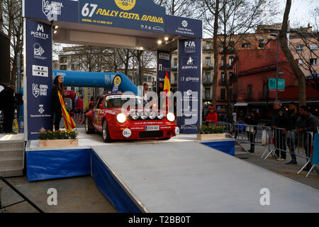 Start of 67th edition of Moritz Historic Rally Costa Brava in Girona, Spain on 15.03.2019 Stock Photo