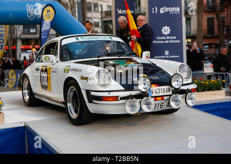 Start of 67th edition of Moritz Historic Rally Costa Brava in Girona, Spain on 15.03.2019 Stock Photo