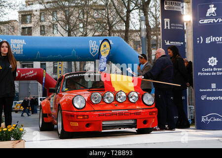 Start of 67th edition of Moritz Historic Rally Costa Brava in Girona, Spain on 15.03.2019 Stock Photo