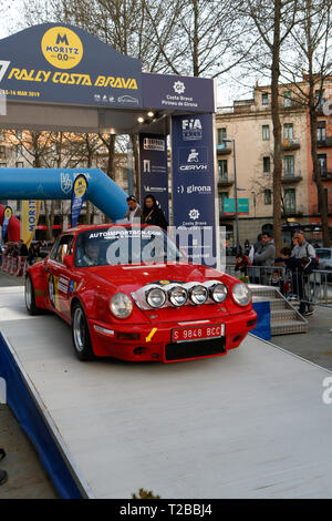 Start of 67th edition of Moritz Historic Rally Costa Brava in Girona, Spain on 15.03.2019 Stock Photo