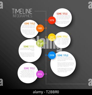 Vector dark Infographic timeline template with dark gray rounded cards ...