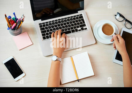 Business lady working on laptop Stock Photo
