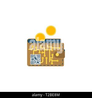 Digital Wallet. Digital Wallet Concept Vector Flat Icon Isolated on White Background. Stock Vector