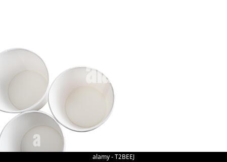 White paper disposable cups on white Stock Photo