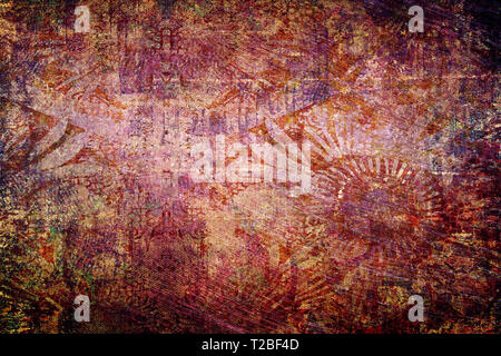 Abstract artistic misty soft golden red ancient texture artwork Stock Photo