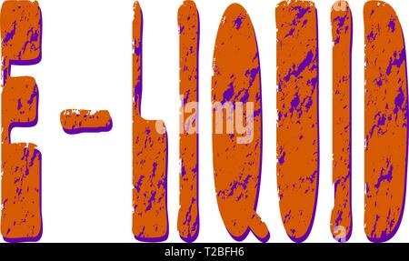 Inscription "E-Liquid". Electronic cigarette liquid. Hand drawing, isolate, lettering, typography, font processing, scribble. For T-shirts, mugs, post Stock Vector