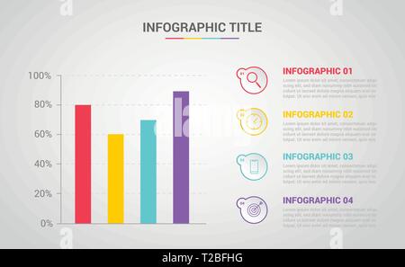 Bar Chart infographic banner with free space for text description with modern color and style - vector Stock Vector