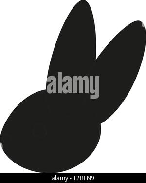 Black and white bunny head side view silhouette Stock Vector
