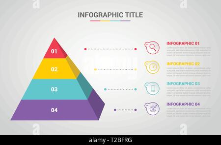 3D pyramid infographic template with 4 step or process for banners diagrams - vector Stock Vector