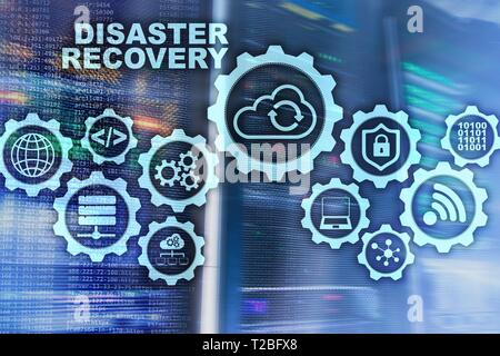 Big Data Disaster Recovery concept. Backup plan. Data loss prevention on a virtual screen. Stock Photo