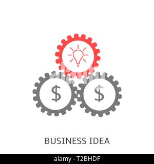 Business idea. Black gears with dollar signs and red gear with bulb sign Vector illustration Stock Vector