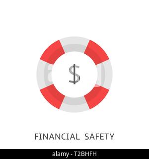 Financial safety. Lifebuoy with dollar sign, Vector illustration Stock Vector