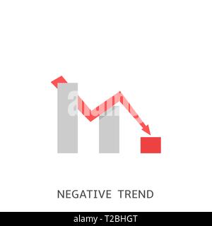 Negative trend. Declining graph, red arrow Vector illustration Stock Vector
